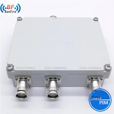 4.3-10 F Interfaz DIN-F RF Triplexer Triple Band Combiner de 380-2700 MHz Gris/rojo/negro