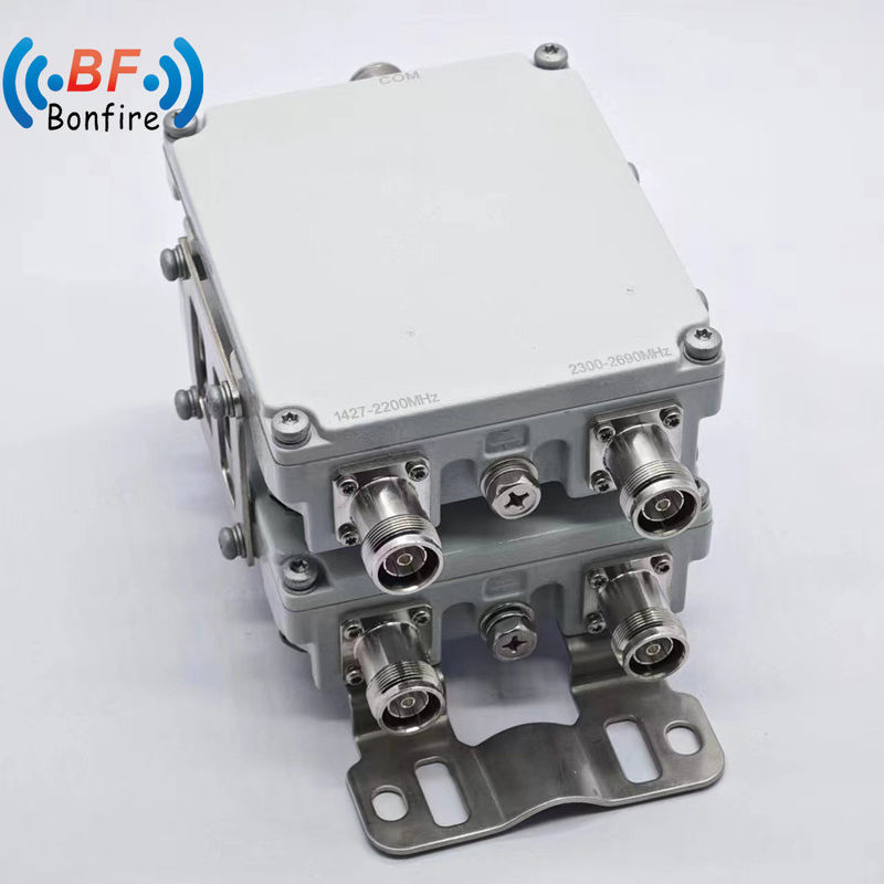4.3-10f Interfaz DIN-F Diplexador de banda doble 1710-1880 1920-2170 2300-2400 2500-2700 MHz