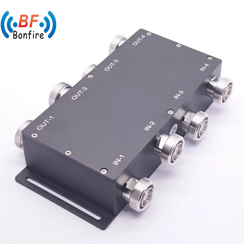 Tamaño del paquete 22.00cm * 9.00cm * 6.00cm 698-3800MHz 300W 155dbc 4X4 acoplador híbrido DIN-F